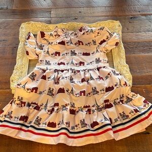Janie and Jack Toddler Girl Paris Dress With Red and Navy Accents.  Size 4